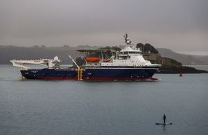 Mine-hunting 'mother ship' arrives in Plymouth